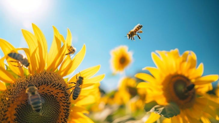 sunflowers-and-bees-stockcake